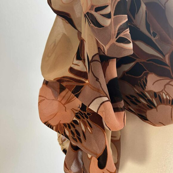 Melanie Lyne Floral Chiffon Blouse With Tiered Sleeves and Draped Front – US 6 - Picture 3 of 9